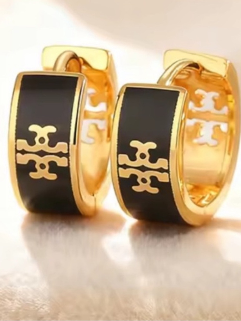 Obsidian Noir Gold Luxe Huggie Earrings - Picture 4 of 4